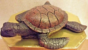 Sea Turtle Fig. Brown Resin in Garden or Part of a Collection Indoors 4" X 3.5"! - Picture 1 of 6