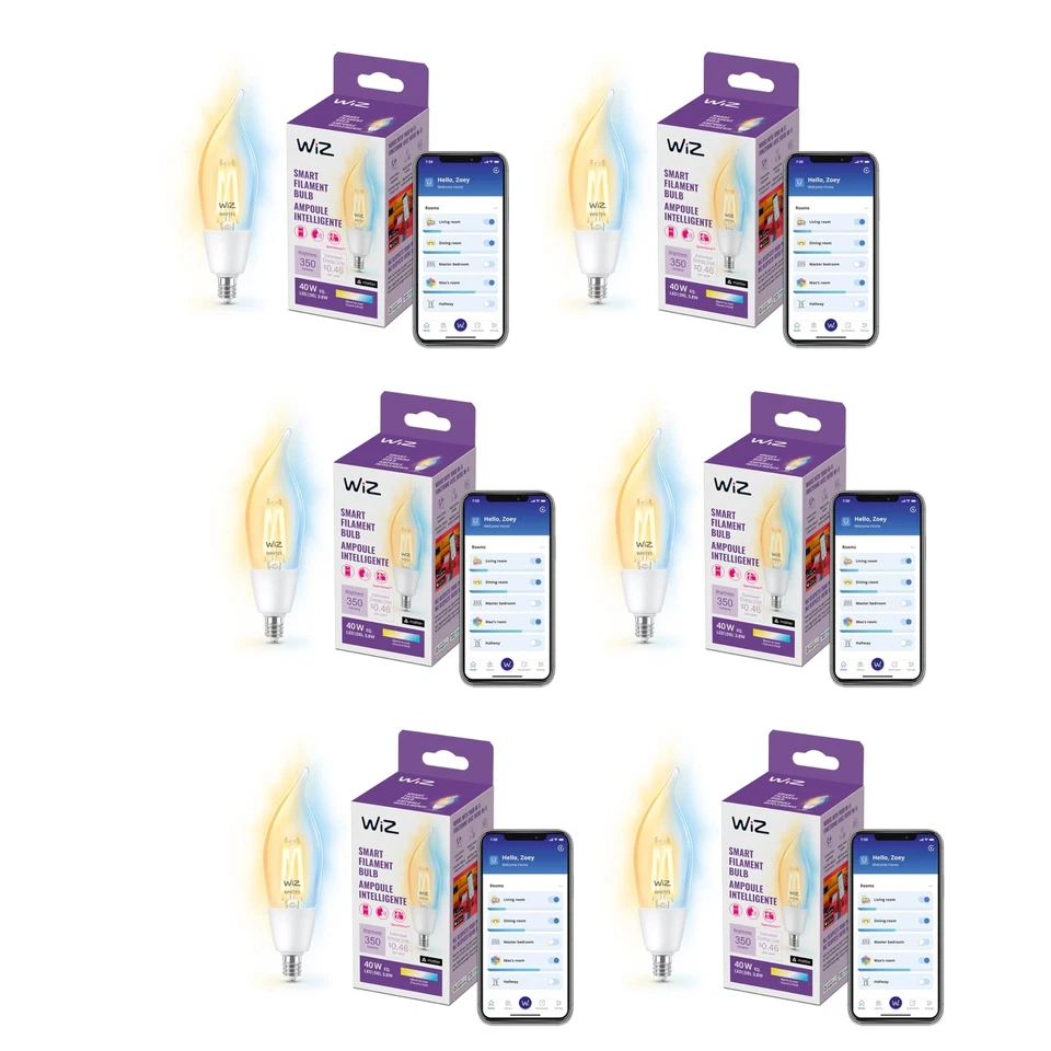 WiZ Clear 40W BA11 Tunable White Filament LED Smart Candle-Shaped Bulb - Pack... - Image 1 of 4
