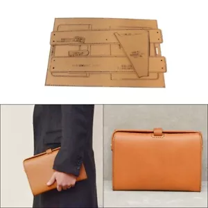 Leather Craft Unisex Hand Clutch Bag Purse Wallet Pattern Stencil Templates DIY - Picture 1 of 4