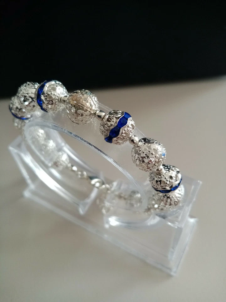  Schmuck Armband Perlen Armband aus filigranen Perlen mit Kristallband 20 + 4 cm - Bild 1 von 3