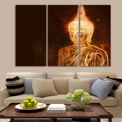 Figura de Buda Brillante 3 Piezas Impresión en Lienzo Arte de Pared Póster Decoración del Hogar Foto 1 de 4