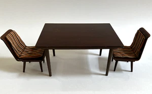 1958 Mattel Wood Furniture Dining Table & Chairs, Mid Century Japan, Pre Barbie, - Picture 1 of 11