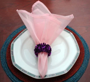 PINK SHEER ORGANZA DINNER NAPKINS, 20" x 20"SET OF 6  - Picture 1 of 3