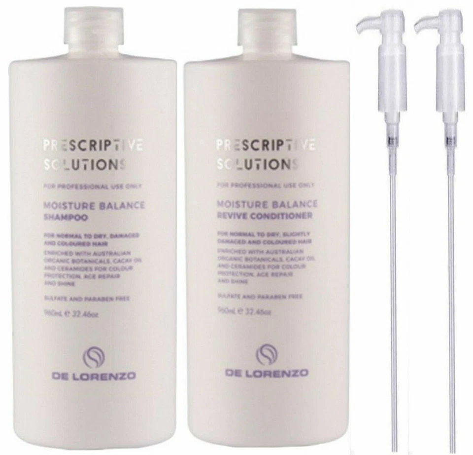De Lorenzo Moisture Balance Shampoo & Revive Conditioner 960ML + 2 free pumps - Image 1 of 4