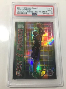 2001 Topps Chrome Fast And Furious Refractor Vince Carter #FF04 PSA 9 Mint - Picture 1 of 6