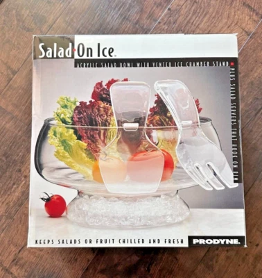  Salad On Ice Acrylic 3 Piece Salad Set NIB Keeps Salads & Fruits Chilled - Image 1 of 3