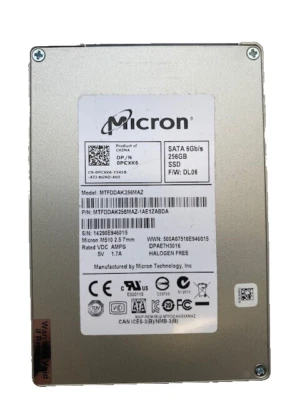 Micron MTFDDAK256MAZ-1AE1ZABDA 256 GB SSD SATA III 2.5" 0PCXK6 - Image 1 of 3