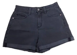 Arizona Juniors Girls Faded Black Denim Hi-Rise Mom Shorts (Size: 3) - Picture 1 of 3