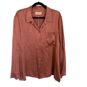 Top Anthropologie Papinelle Audrey Pura Seda Manga Larga Rojo Abotonado Talla XL NUEVO CON ETIQUETAS - Imagen 1 de 7