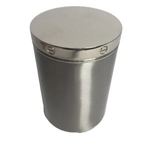 Restoration Hardware Rivet Tall Canister 5.5 in Brushed Polished Lidded Jar - Picture 1 of 7
