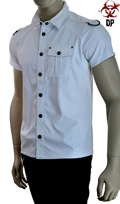 LIP SERVICE VEGI LEATHER VINYL PVC BIKER COP FETISH GOTHIC JACKET SHIRT CYBER - Image 1 of 4