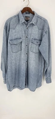 Camisa de mezclilla de colección Lucchese 1883 para hombre XL azul occidental manga larga bolsillos delanteros Foto 1 de 4