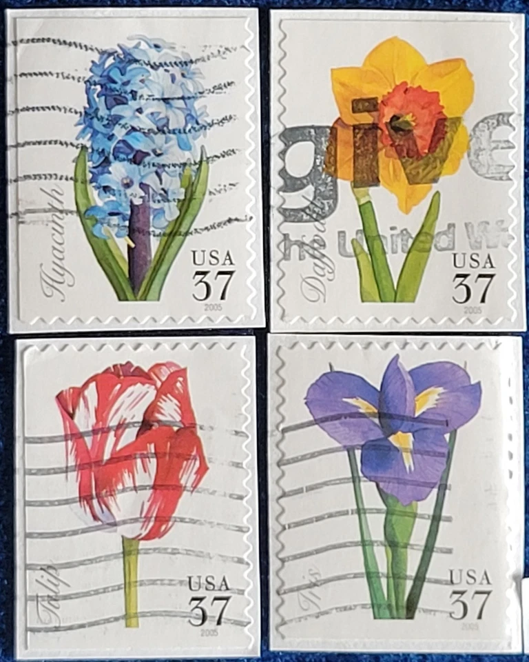 US Stamps 2005 Spring Flowers Set Of 4 On Paper Used 37 Cent #3900-3903 - Image 1 of 1