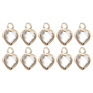 10 Pezzi Ciondolo Cuore Placcato Oro, Ciondolo Charm in Metallo, Bianco, 9x7mm - Foto 1 di 6