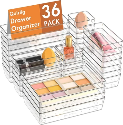 Organizer Cassetti 36 Pezzi, Contenitori per Cassetti in Plastica Trasparente Di - Immagine 1 di 4