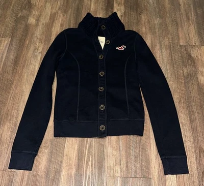 Jaqueta Hollister California manga longa feminina tamanho pequeno azul botão para cima Y2K - Imagem 1 de 4