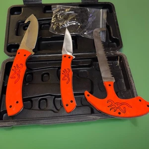 BROWNING RMEF Field Dressing Kit 3 PC HUNTING KNIFE SET Gloves - Picture 1 of 8