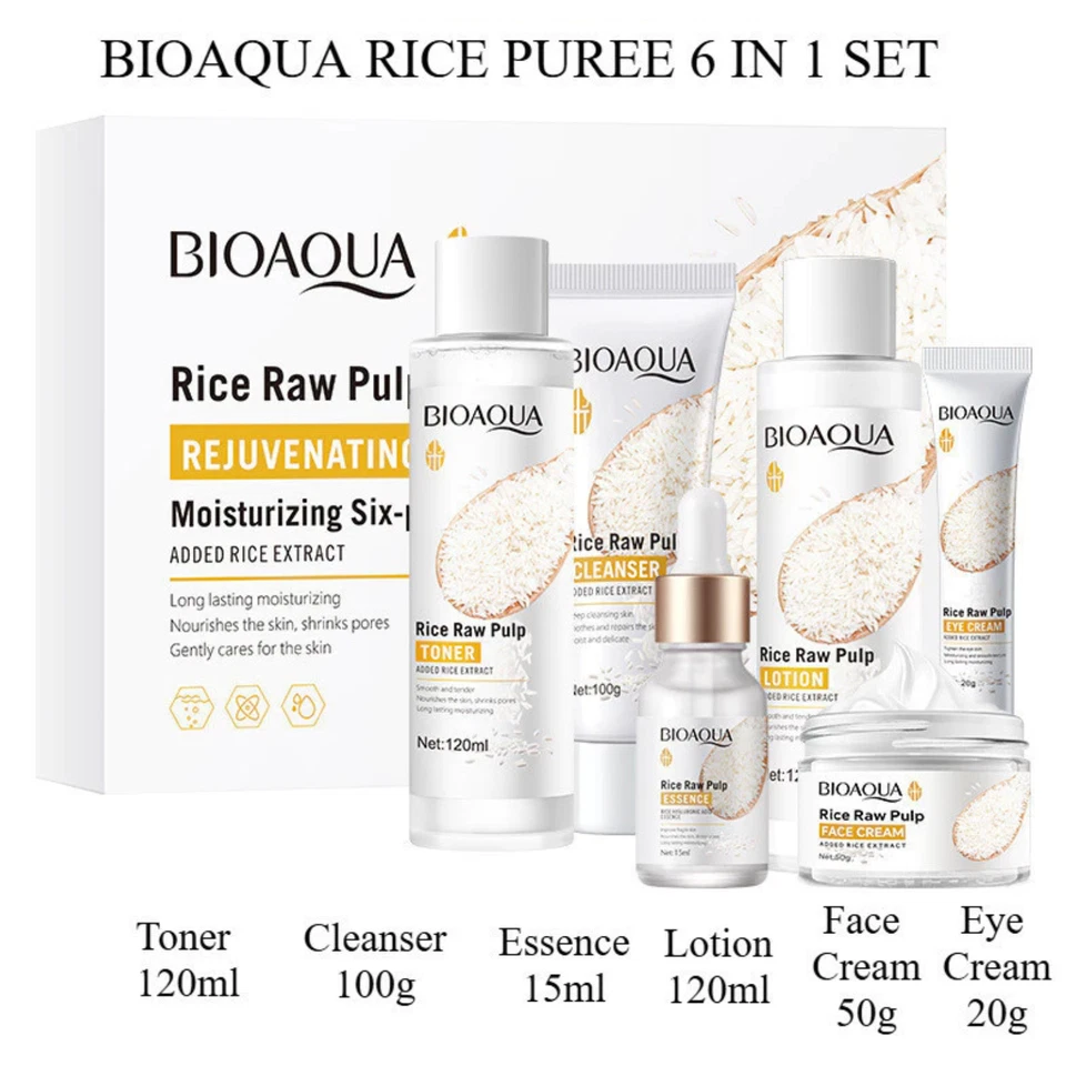 Juego 6 en 1 producto para el cuidado de la piel serie puré de arroz BIOAOUA Foto 1 de 4
