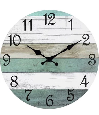 CHYLIN Wall Clock Silent Non Ticking Battery Operated,Teal Rustic Clock 8 Inch - Image 1 of 4