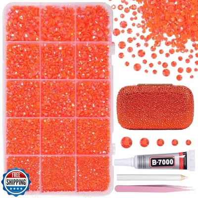 12000Pcs Orange Rhinestones for Bedazzling Kit, 2/3/4/5/6mm Mix S - Image 1 of 4