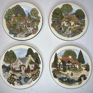 Vintage 1992 Davenport Studios Cottages of Olde England 3-D embossed set of four - Picture 1 of 11