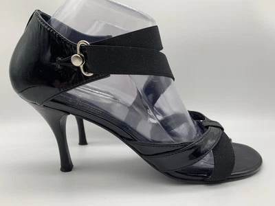 Donald Pliner Mujer EE. UU. 9 ESTRECHOS Jeruse Negro Charol Tirantes Tacones Zapatos Foto 1 de 4