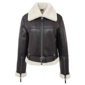 Damen Flieger RAF B3 Bomber Flieger Lederjacke echtes Lammfell Kunstfell NJ1 - Bild 1 von 5