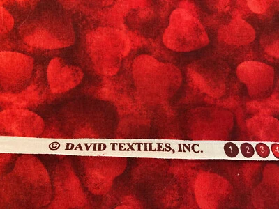 1 YARD LIGHTWEIGHT COTTON FABRIC ALLOVER RED HEART DESIGN DAVID TEXTILES - Image 1 of 4