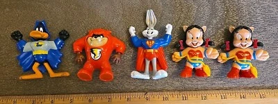 Super Looney Tunes McDonalds Happy Meal Hero Figures Cartoon 1991 DC WB Lof Of 5 - Image 1 of 4