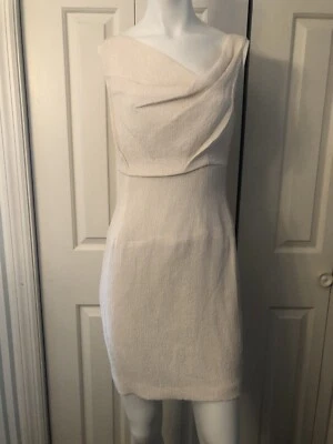 Vestido Halo Negro Talla 4 o XS Sin Mangas Lápiz Marfil Crepé Gasa Forrado EE. UU. NUEVO CON ETIQUETAS Foto 1 de 4