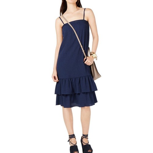 MICHAEL KORS Abito donna testurizzato scollo liscio a strati midi tubino TEDO