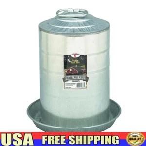 Steel Poultry Waterer Double Wall 3 Gallon Heavy Duty Fount Chickens & Turkeys - Picture 1 of 3