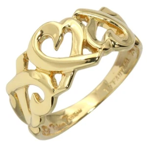 AuthTIFFANY&Co. Ring Triple Loving heart K18 Yellow Gold US 5.5 Fast Shipping - Picture 1 of 8