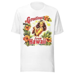 Vintage Hawaii Shirt - All Sizes - Greetings from Hawaii - 80s 90s - White - Picture 1 of 2