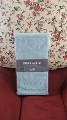 Martha Stewart 100% Cotton Dinner Napkins Teal India 19.5x19.5" NWT In Package  - Image 1 of 2