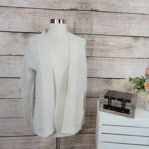 Lou & Grey Women’s Cable Knit Open Cardigan Ivory Pockets Size XS - Picture 1 of 6