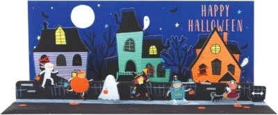 Halloween Haunted Street Panoramic Pop-Up Hallowee Greeting Card by UpWithPaper - Image 1 of 3