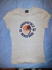 AEROPOSTALE 1987 Beach Babe T-shirt, women's,Medium Slim Fit, Grey, Cap Sleeves 