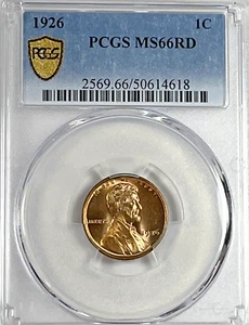 1926 Lincoln Cent : PCGS MS66RD Blazing Red - Picture 1 of 4