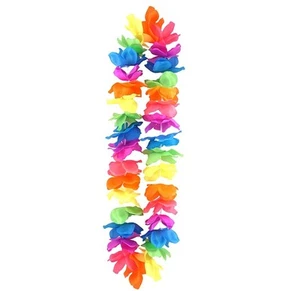 Hawaiian Fancy Dress Lei Garland Bright Multi Colours Floral Necklace 100cm New - Picture 1 of 1