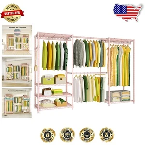 71.4" H Pink Heavy Duty Freestanding Closet Organizer with 6 Adjustable Shelves - Picture 1 of 9