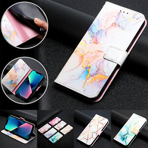 Marble Premium PU Leather Cover Case Strap For iphone 13 12 11 SE2022 2020 6 7 8