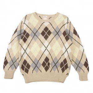Papas Cotton Argyle Hand Knit Sweater Size S-M(K-134643) - Picture 1 of 12