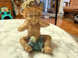 Vintage 1993 Heavenly Angel Resin Cherub Angel 5" - Bild 1 von 2