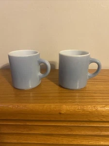 Vintage Hazel Atlas Light Blue Milk Glass Coffee Mugs Set Of 2 - Picture 1 of 7