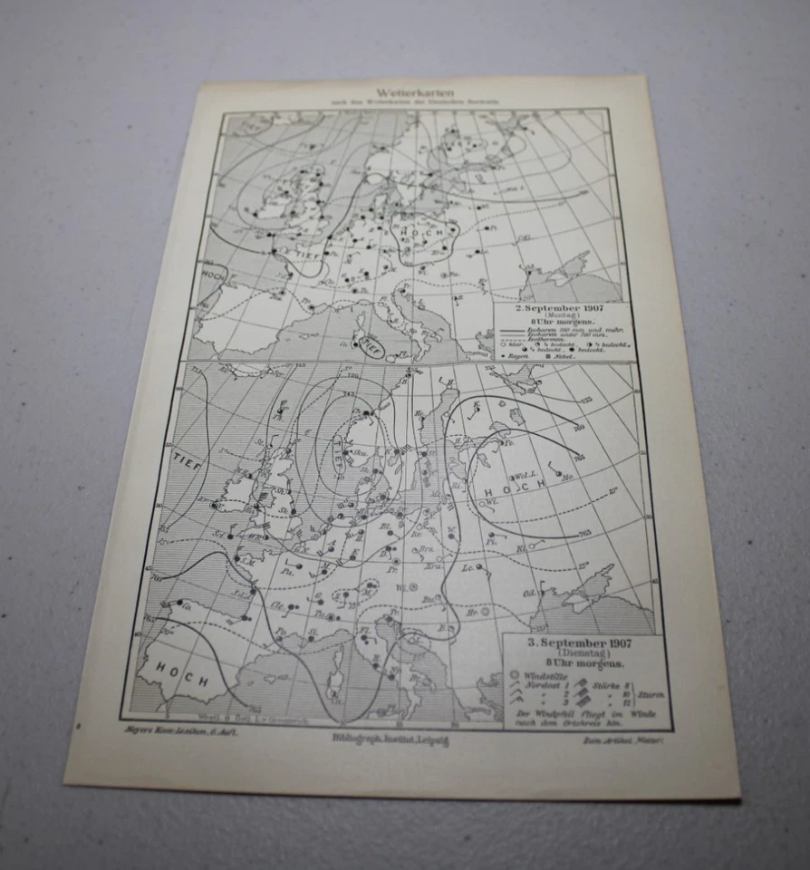 c1899 Meyers Universum Mapa COLOR ~ CLIMA EUROPEO Foto 1 de 1