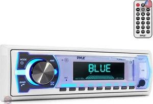 Pyle Marine Bluetooth Stereo Radio - 12v Single DIN Style Boat In dash Radio - Picture 1 of 7