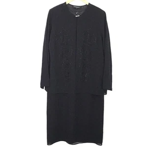 Montee Collection ärmelloses Etuikleid mit transparenten Perlen Jacke schwarz Gr. 16 - Bild 1 von 6