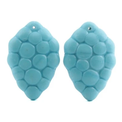 Lot (2) large vintage Czech pale blue grape bunch pendant glass beads 35mm - Image 1 of 2