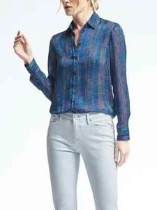 Banana Republic Easy Care Dillon-Fit Shadow Stripe Shirt, L - Picture 1 of 2
